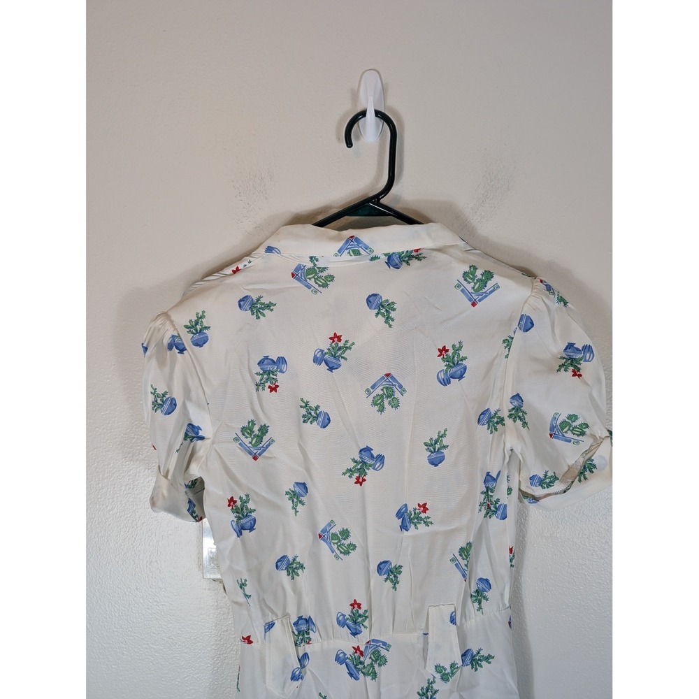 Desert West Sherry Holt Small Vintage Southwestern Cactus Midi Dress Rayon - Picture 9 of 11